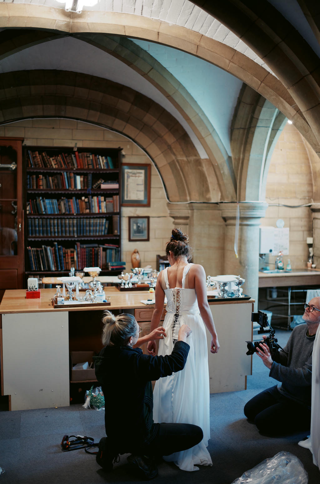 Ishita Raina preparing for a dress rehearsal underneath Truro Cathedral