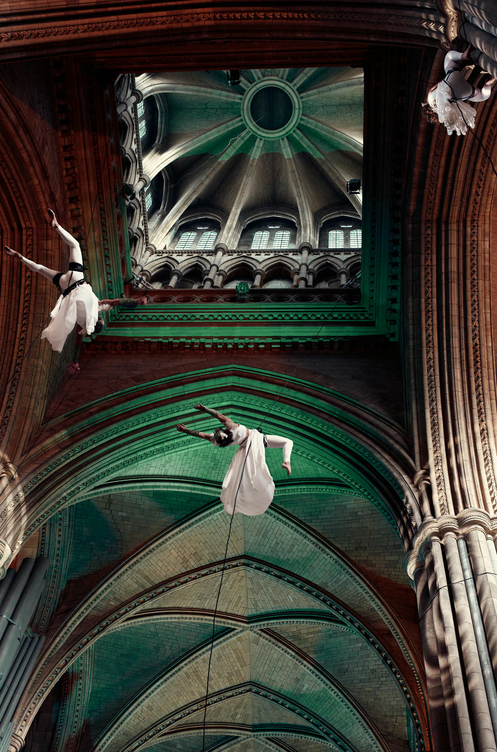 Yskynna Vertical Dance Company rehearsing inside Truro Cathedral