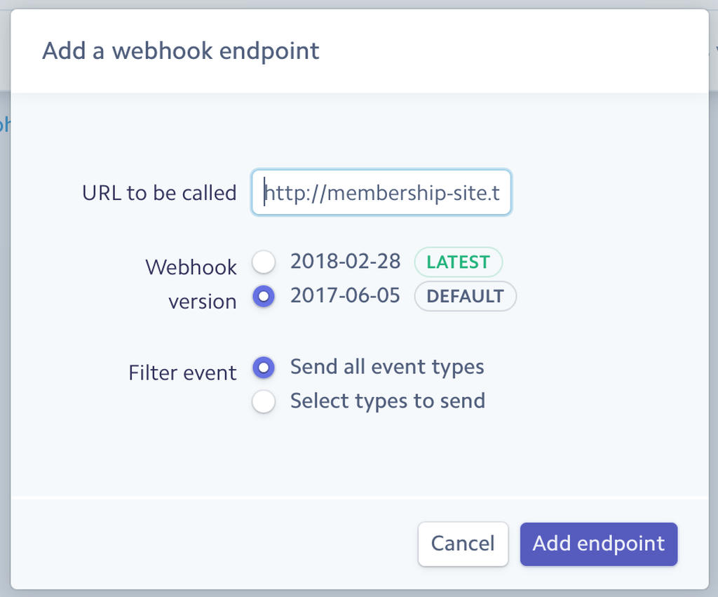 Setup a webhook in Stripe